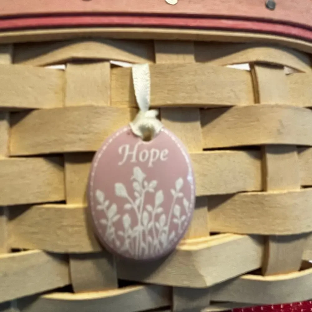 Longaberger American Cancer Society Hope Basket beige pink protector charm 2005
